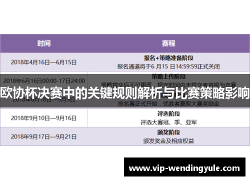 欧协杯决赛中的关键规则解析与比赛策略影响
